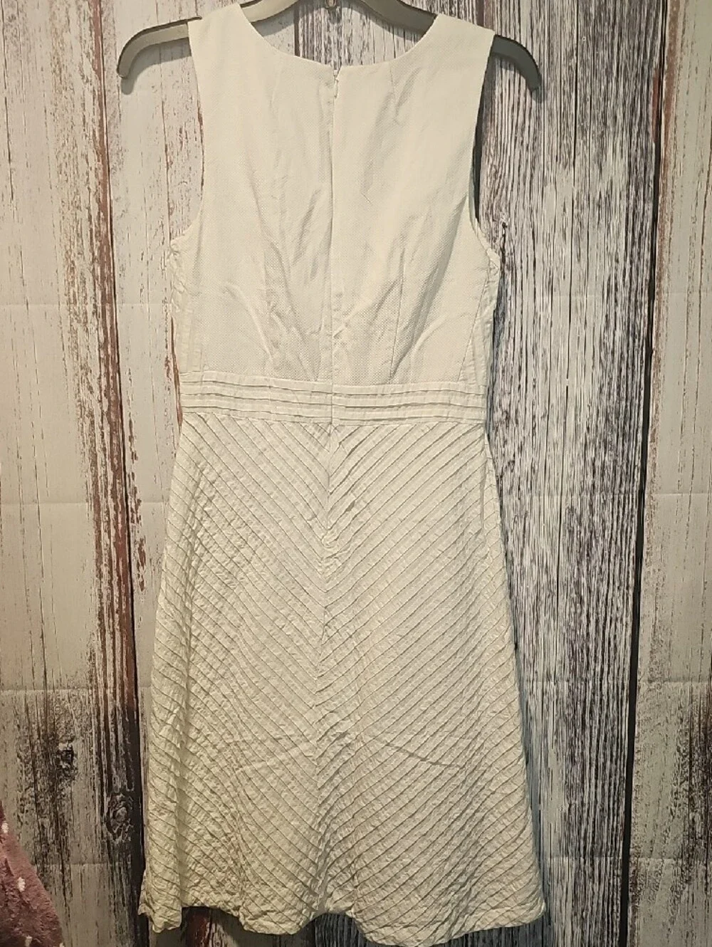 J. Crew White Textured Pintuck Midi Dress